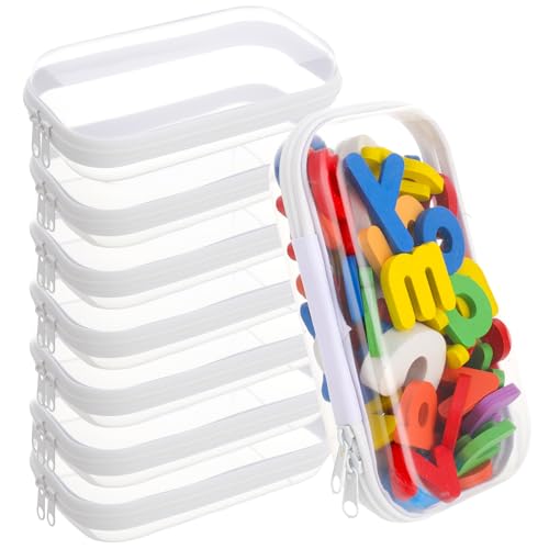 8Pcs Clear Hard Shell Zipper Case - Portable Transparent Storage Organizer S: 7.8 x 4.3 x 2 Inches