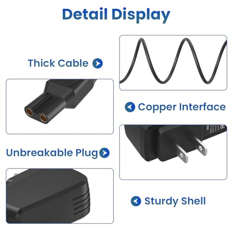 15V Charger Cord Fit for Philips Norelco HQ8505 3000 5000 6000 7000 9000 Series,Multigroom MG5750 MG7750 MG7770 MG7790 QP6531 BG7030 BG7040 BG5025 S9987 Shaver Trimmer Power Cord