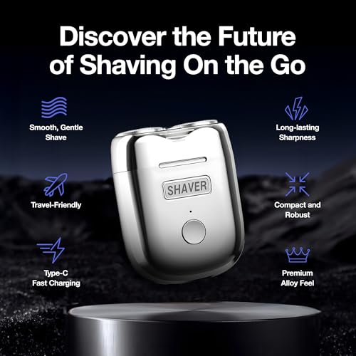 Onyx Shaver Mini Dual Head Rotary Electric Razor for Men Portable Travel Shaver USB C Rechargeable Wet or Dry Use Lightweight Pocket Size Electric Shavers for Men Two Speed Easy Clean Detachable Head