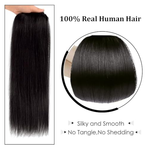 Winsky 16-inch Clip-in Human Hair Extensions #1B Natural Black, 4pcs, 63g
