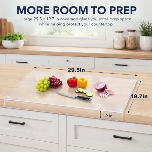 Wesiti Clear Acrylic Cutting Board with Counter Lip - 30 x 20 Inches, Medium