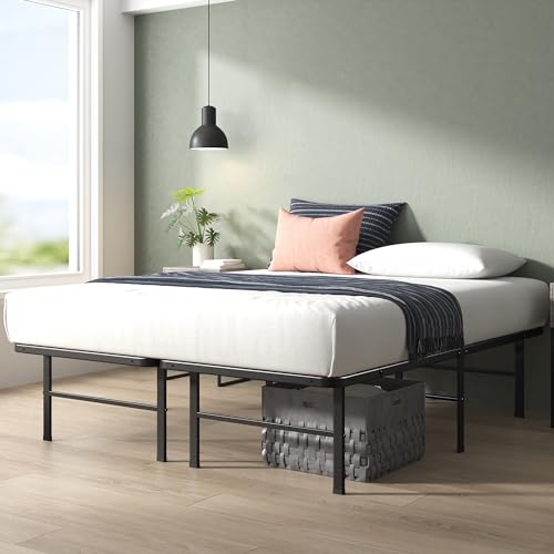 Black King Zinus Rumi Metal Bed Frame with Under-Bed Storage, No Box Spring Needed, Quick Assembly