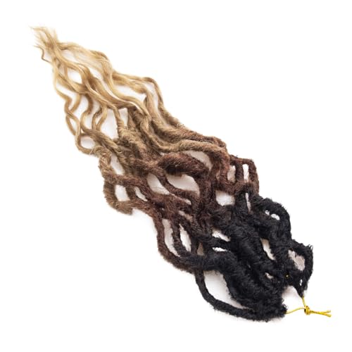 Faux Locs Crochet Hair 18 Inch - Goddess Wavy Locs 6 Packs - Lightweight Synthetic Braids