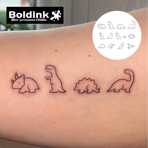 Semi-permanent Tattoos,Realistic Fake Tattoos,Last 7-15 Days,Waterproof Non-reflective Temporary Tattoo Stickers,Cruelty-free,Uniquely Designed Exquisite Packaging(Dinosaurs)