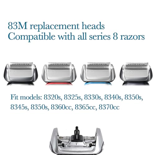Series 8 Wet and Dry Replacement Heads for all S8 Razors, 83M Shaver Head With Smooth and Close Shaving, No Pulliing.