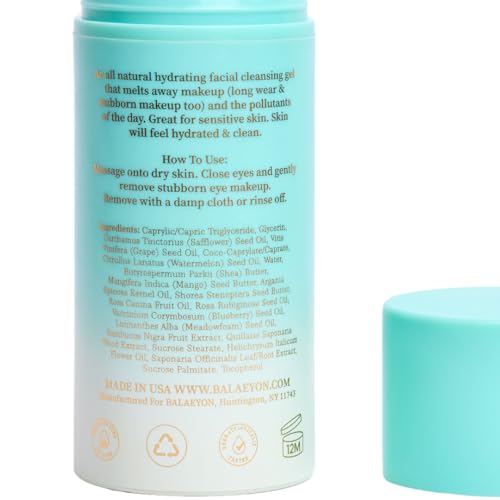 Cleansing Gel Makeup Remover, Removes Waterproof Mascara, 3-In-1 Cleanser, Oil Based, Moisturizing, Great For Sensitive Skin, All Natural, TSA Friendly, 3.38 fl oz (Pack of 2)