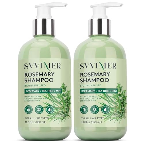 Svvimer Rosemary Hair Thickening Shampoo 11.8 Oz Pack of 2 for Fuller, Stronger Hair