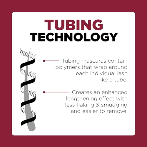 Lengthening Tubing Mascara - Black, 0.33 Fl Oz, Pack of 2 - Smudgeproof & Waterproof