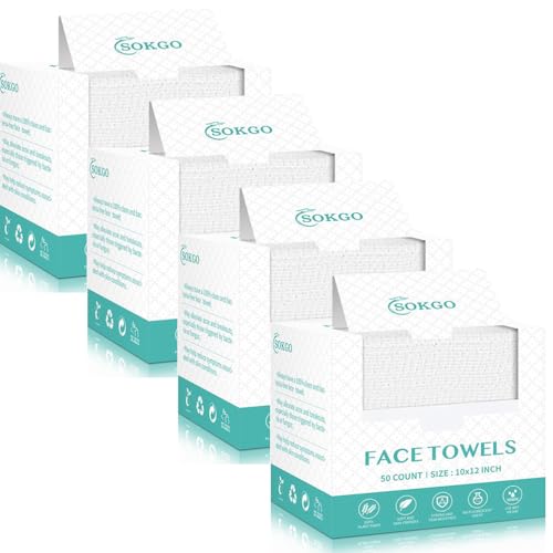 Disposable Face Towels, Facial Cleansing Cloths, Extra Soft Makeup Removing Cleansing 10"¡¿12" Face Towelettes, Skin Care and Makeup Removal, 103% Pure Plant Fiber