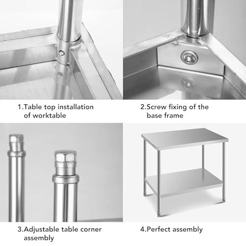 24x12 Inch NSF Stainless Steel Prep Work Table with Undershelf (HXCFYP) – Industrial Kitchen