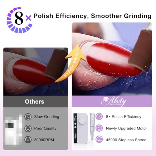 Professional Nail Drill Machine 45000RPM Electric Nail File Kit for Acrylic Gel Nails - White