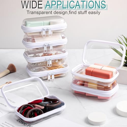 Sanwuta White 6-Pack Hard Zipper Cases - 5 x 3 x 2 Inch Storage Organizer