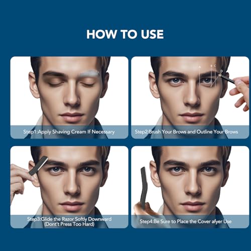 Eyebrow Razors w/Dermaplane Razors Set - Japanese Blades Razors - Small Face Razors for Peach Fuzz and Fine Hair, Multipurpose Exfoliating Dermaplaning Tools for Women and Men, Black