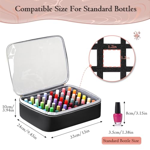 YOREPEK Extra Large Nail Polish Organizer Case - Black, 96 Bottles