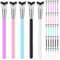 Mifoci 30 Pcs Curved Fluffy Lash Cleaning Brush Eyelash Extension Shampoo Brushes Swoop Eyelash Cleanser Brush Soft Makeup Removal Bath Tools for Home and Salon Use, 5 Colors