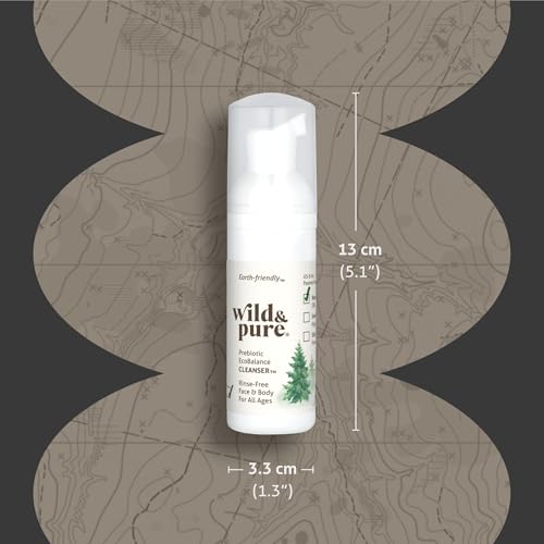 Wild & Pure EWG Verified Natural Travel Size Body Wash Set (1.7oz Foam, 0.9oz Spray + wipes) | Cleanser, Deodorizer, Moisturizer | pH-Balanced, Microbiome-Friendly, Plant-Based | Refillable Skincare