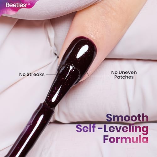 Beetles Pro Red Gel Polish - Currently Crushing, Dark Cherry Mocha Red Color 20ml Glitter Plum Gel Nail Polish, Professional Nail Tech Formula, High Pigment Soak Off UV LED Long Lasting