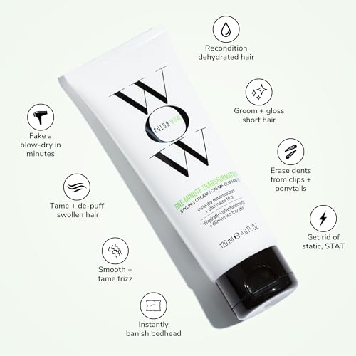 COLOR WOW One Minute Transformation ? Instant frizz fix| Nourishing styling cream smooths, tames + defrizzes on the spot| Avocado oil + Omega 3¡¯s hydrate, repair for silkier, smoother texture