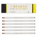 BRAWNA 6 Pcs Brow Pro Peel Off Pencils - Waterproof Eyebrow Mapping Pencil - Microblading Supplies - PMU Kit - Black