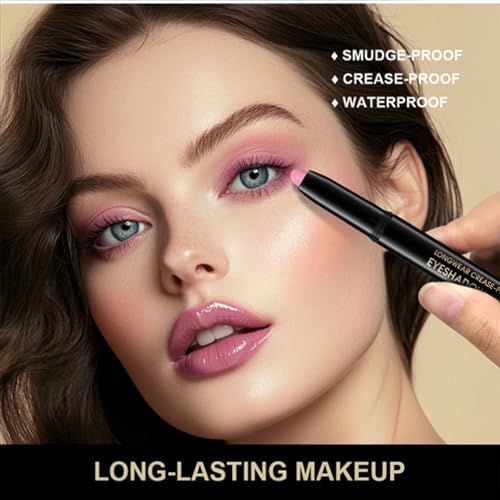 MAEPEOR 10 Colors Cream Eyeshadow Stick Silky Smooth Matte Shimmer Eyeshadow Pen Waterproof and Long Lasting Shadow Pencil for Girls and Women (Color 03)