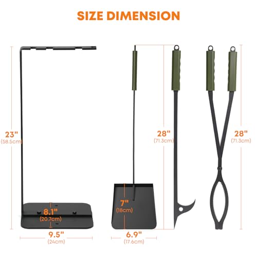 28-Inch Fire Pit Tools Set with Poker, Tongs & Shovel - Safe & Durable