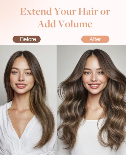 GOO GOO Invisi Edge Hair Extensions Balayage Chocolate Brown to Caramel Blonde 18 Inch 20 Pcs
