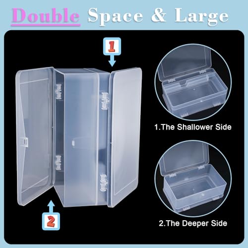 Plastic Storage Personal Box for Nail, 2 Pack Double-Layer Nail Implement Storage Box Organizer Case Manicure Tool Box for Nail Pedicure Supply Tools (C-clear-2pcs)