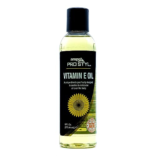 AmPro Pro Styl Vitamin E Oil - Ideal for Dry Hair and Skin - Helps Revive Tired, Damaged Tresses - Promotes Strong Nails - Soothes and Restores Moisture Levels for Overall Epidermis Health - 6 oz