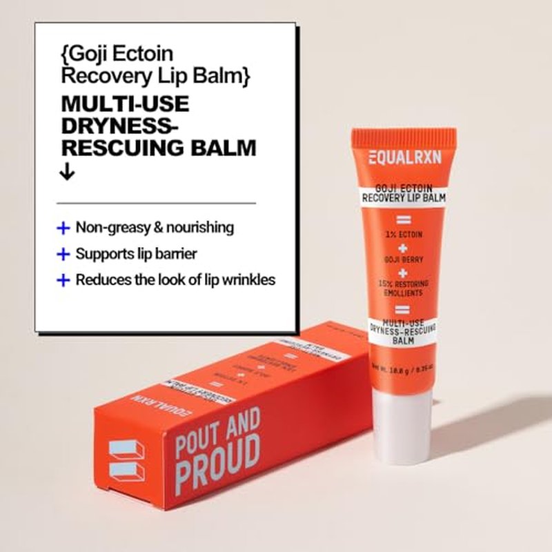 Goji Ectoin Recovery Lip Balm - Hydrating Moisture Oil Formula with Papaya Enzyme for Dry Chapped Lips Barrier & Skin Patches