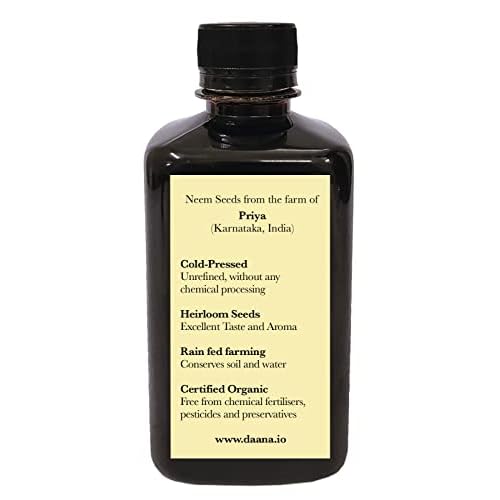 DAANA Neem Oil for Skin and Hair: Certified USDA Organic, Extra Virgin, Cold Pressed (12 Fl Oz)