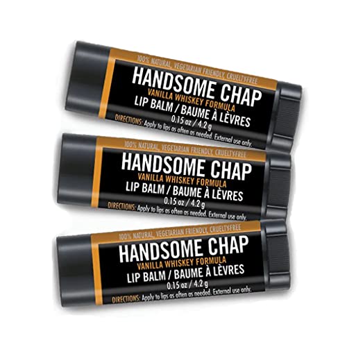 Natural Lip Balm Set - 3 Pack with Vanilla Whisky Flavor, Organic & Cruelty-Free