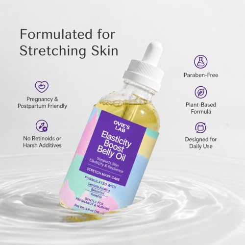 Pregnancy Belly Oil for Stretch Marks Support - Light Body Oil with Centella Asiatica