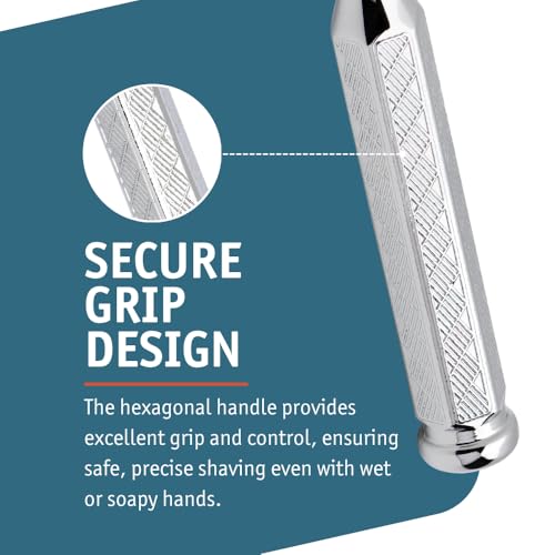 Safety Razor 42C Double Edge Shaver with Hex Handle, German Craftsmanship