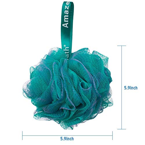 AmazerBath 2-Pack Soap Dispensers and Shower Bath Sponge Shower Loofahs Balls 75g/PCS for Body Wash Bathroom Men Women- Set of 4 Flower Color Sponges