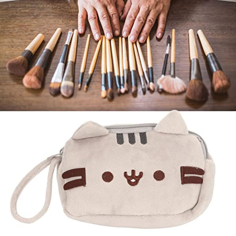 Kitten Toiletry Bag Cute Stylish Soft Canvas Multi Purpose Cat Makeup Bag for Outing Travel Office