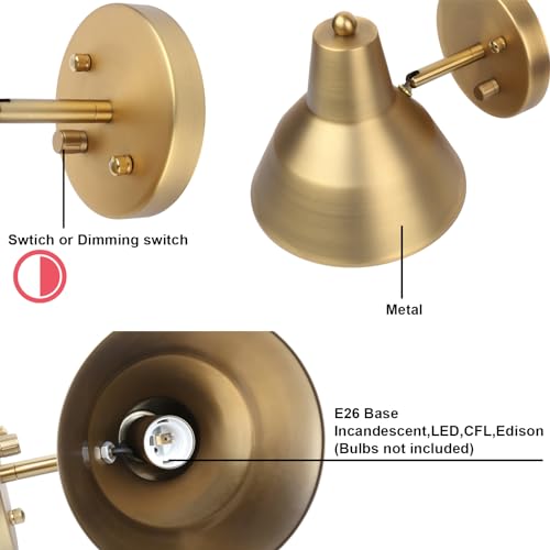 Yosoan Antique Wall Sconce Set of 2 with Dimming On/Off Switch — Vintage Vanity Lighting
