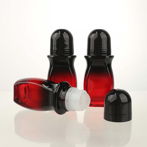 COSIDEA 5 PCS Empty 50ml 1.67oz Dark Gradient red glass oil roller bottles refillable Deodorant container applicator in bulk