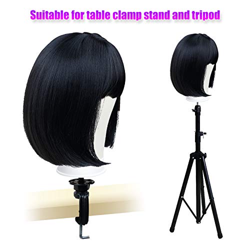 White Leather Canvas Mannequin Wig Head 22 Inch Stand for Wig Styling & Making
