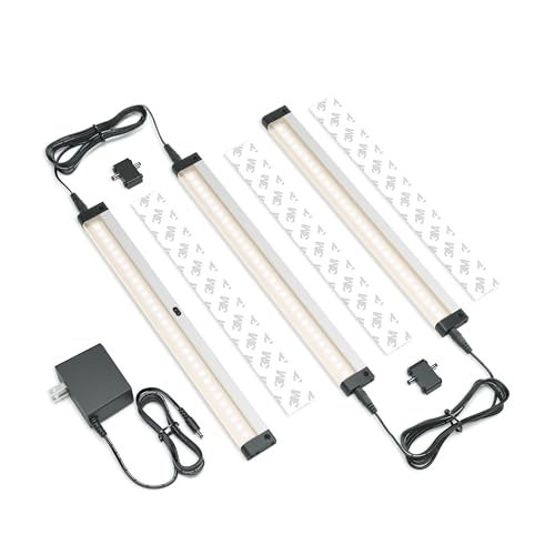 Under Cabinet LED Lighting Kit 3-Pack Dimmable Touchless Control Warm White 12in