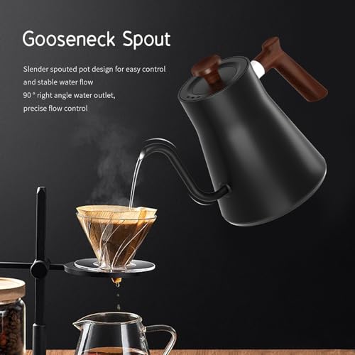 BQEUCE Black 0.9L Gooseneck Electric Kettle, Precise Temperature Control
