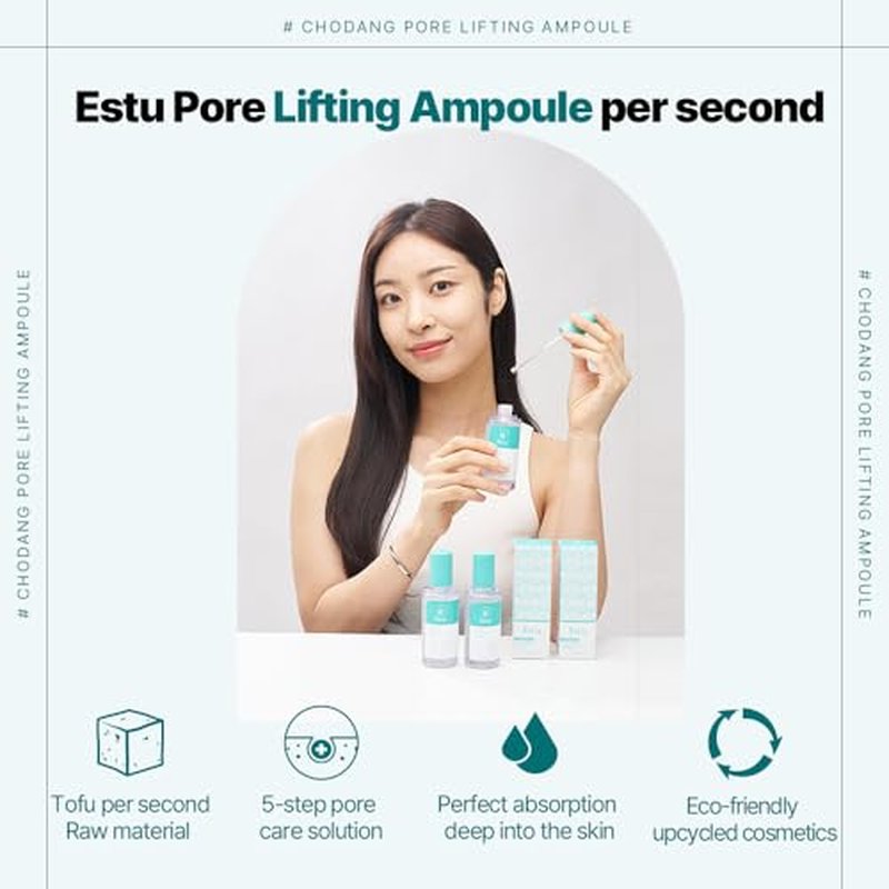ESTU Chodang Pore Lifting Ampoule 50ml ¤Ó Vegan Moisture Essence ¤Ó Lightweight Serum with CEXO Technology ¤Ó Korean Skincare for Visible Pore Care 50ml