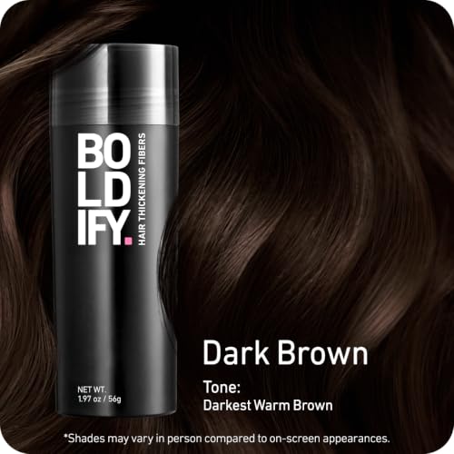 Boldify Hair Fibers for Thinning Hair - Dark Brown 56g, Vegan & Water-Resistant