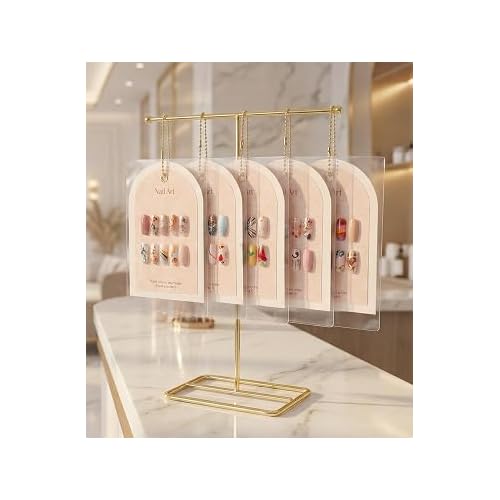 NOLITOY Nail Art Display Cards with Stand, False Nail Tips Sample Display Nail Gel Polish Display for Nail Art Manicure Tool