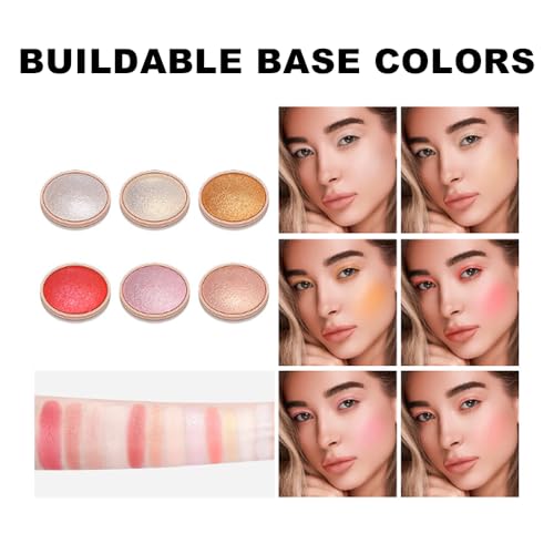 Baked Face & Eye Palette All in One, Highlighter Blush Contour & Eyeshadow, Silky Smooth Blendable Powder, Natural Low Saturation Shades, Waterproof Long-Lasting Makeup Palette for Daily Use-C01