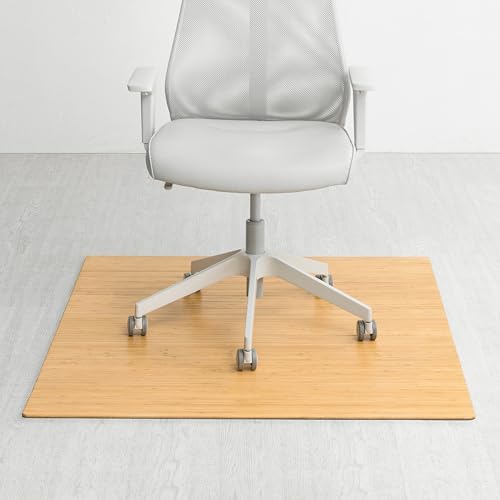 Anji Mountain Bamboo Office Chair Mat for Hardwood & Carpet, 48x42 Inches, Without Lip