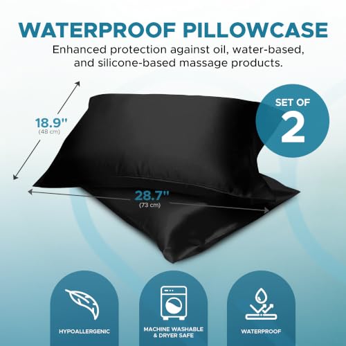 Waterproof Pillow Protectors Set of 2 - 18.9 x 28.7 Inches Black Envelope Closure