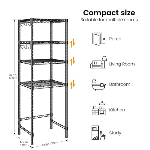 Homeiju 4-Tier Mini Fridge & Microwave Stand Adjustable Heavy Duty Metal Shelves