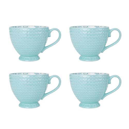 Pfaltzgraff Venice 16-Piece Stoneware Dinnerware Set for 4 - Coastal Aqua & White