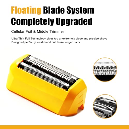 Audoc Yellow 2-Pack Replacement Foil Heads for Wahl 7061 Series Shavers - Water-Washable & Precision Trimmer