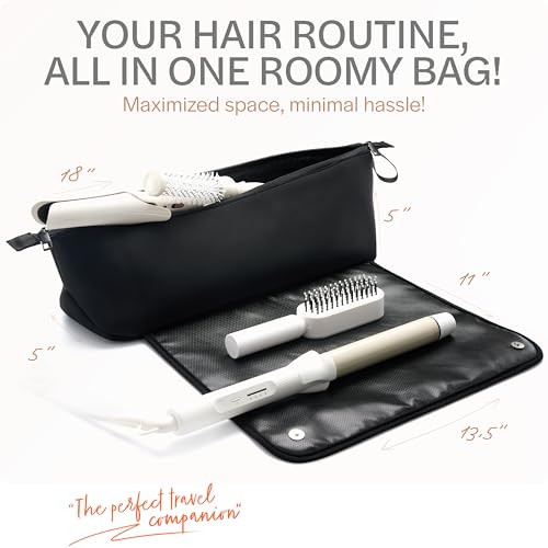 Hair Tools Organizer Travel Bag with Heat-Resistant Mat for Styling